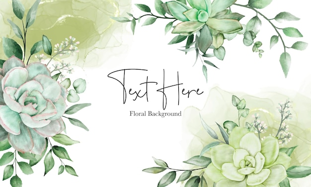 Luxury greenery floral watercolor background