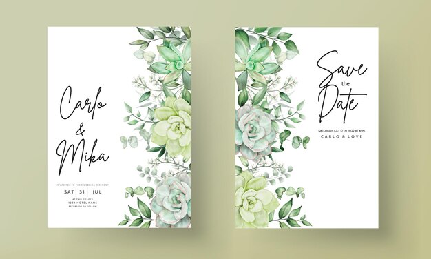 Luxury greenery wedding invitation card floral