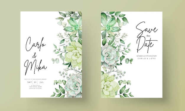 Роскошная зелень свадебная пригласительная открытка с цветочным рисунком