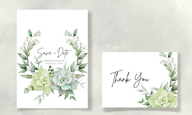 Luxury greenery wedding invitation card floral