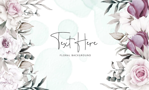 Luxury grey and purple watercolor floral background