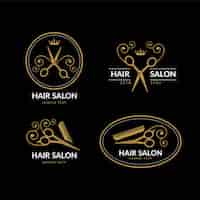 Free vector luxury hair salon logo collection