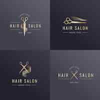 Free vector luxury hair salon logo collection