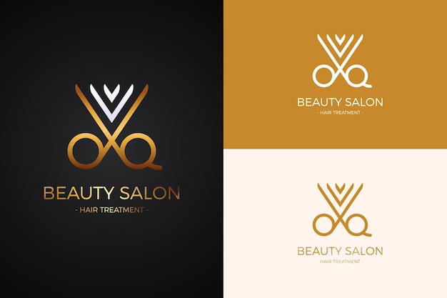 Free vector luxury hair salon logo collection