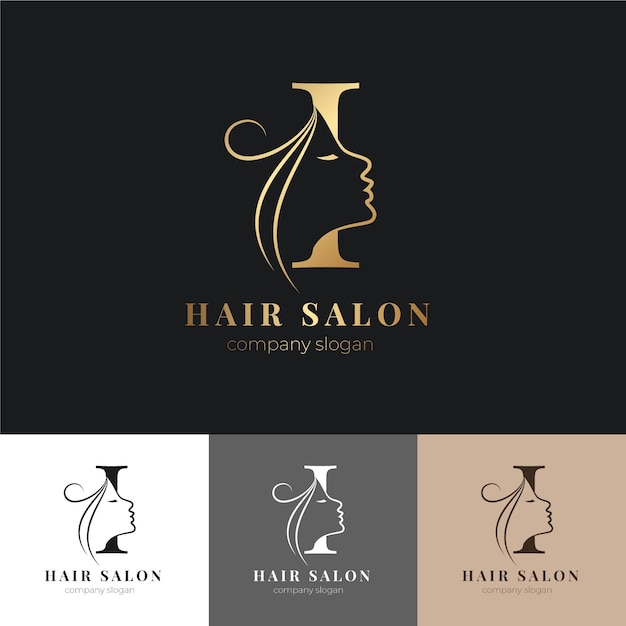 Luxury hair salon logo set