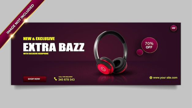 Free vector luxury headphone brand product sale facebook cover template