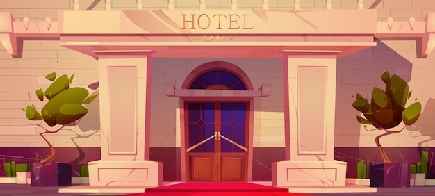 Бесплатное векторное изображение Роскошный отель, фасад дома, внешняя дверь