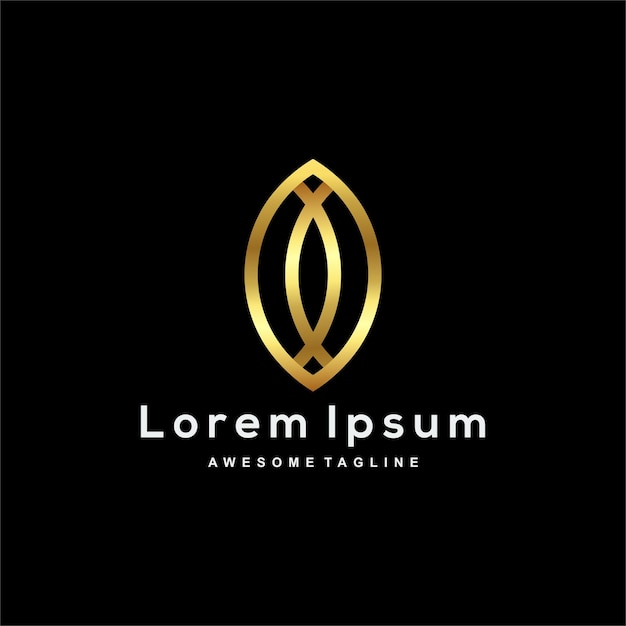 Шаблон логотипа роскошного листа золотого цвета