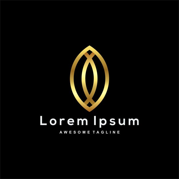 Luxury Leaf gold color logo template