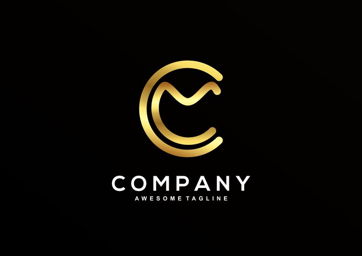 Free Vector luxury letter c and m with gold color logo template
