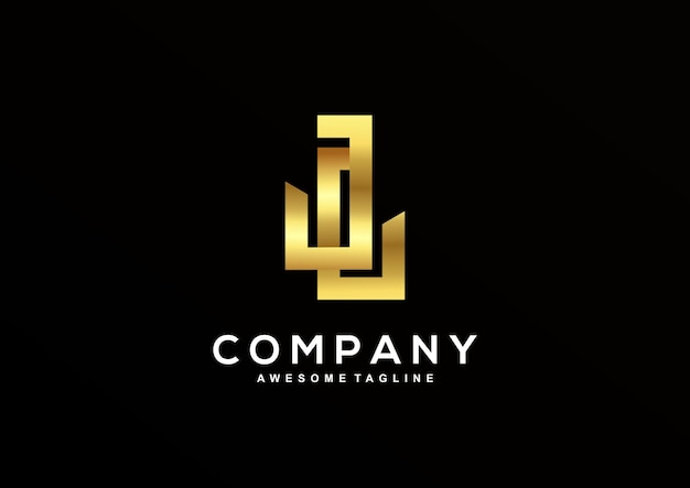 Роскошные буквы J и L с шаблоном логотипа золотого цвета