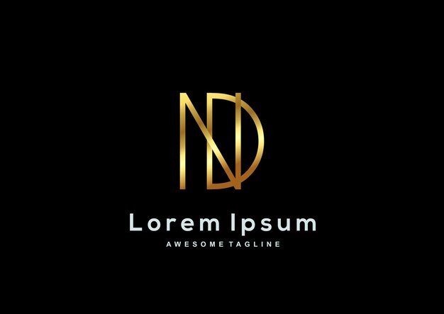 Luxury letter N and D with gold color logo template