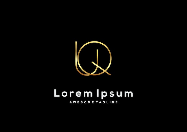 Luxury Letter U Q line with gold color logo