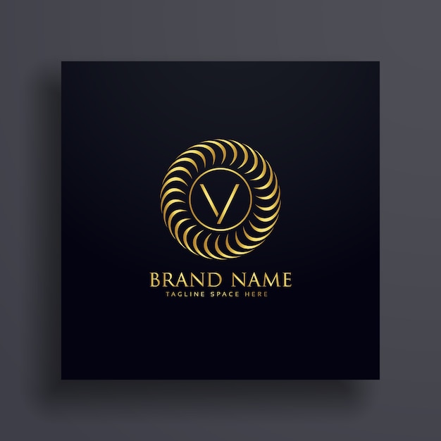 Design di lusso logo v logo design in colore dorato