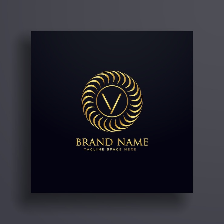 Free Vector luxury letter v logo concept design in golden color