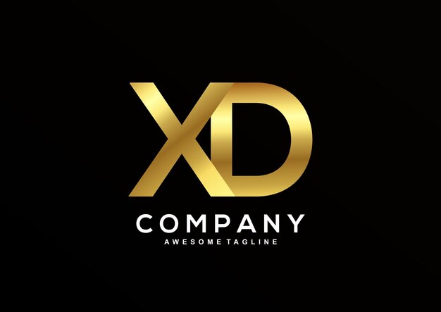 Luxury letter X and D with gold color logo template