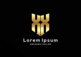 Vettore gratuito linea luxury letter xx con logo color oro
