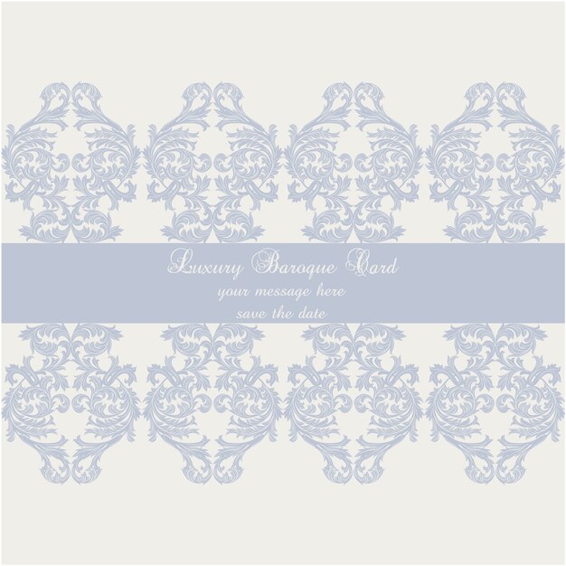 Free Vector luxury light blue baroque card