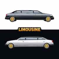 Free vector luxury limousines rental business banners advertisement with white and black automobile
