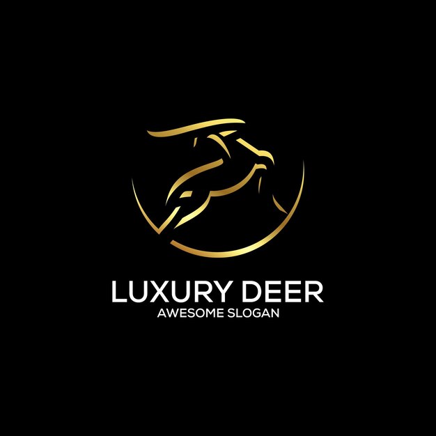 Luxury line deer logo design premium color