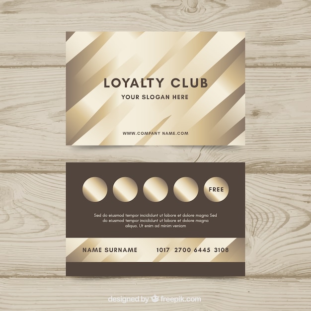 Free vector luxury loyalty card template with golden style