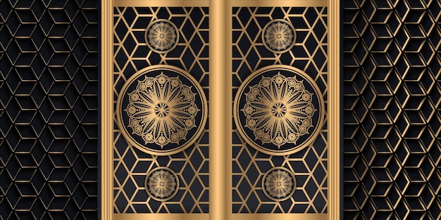 Vettore gratuito sfondo di mandala di lusso con motivo arabesco dorato arabo islamico orientale illustrazione vettoriale