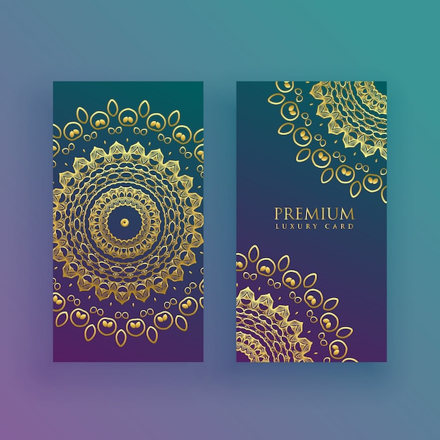 Luxury mandala cards in golden theme