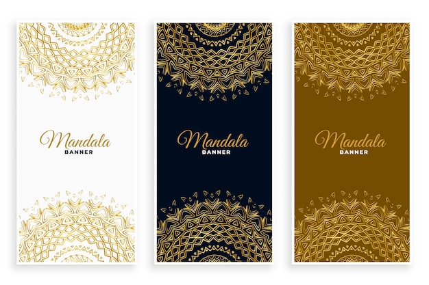 Carta decorativa mandala di lusso impostata in colori dorati