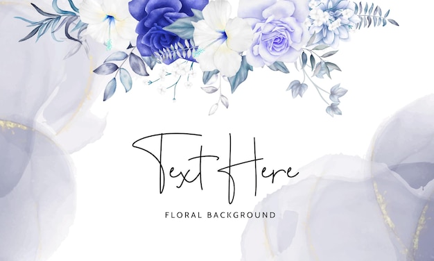 Luxury navy blue and purple watercolor floral background design