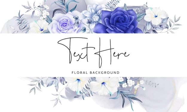 Free vector luxury navy blue and purple watercolor floral background design