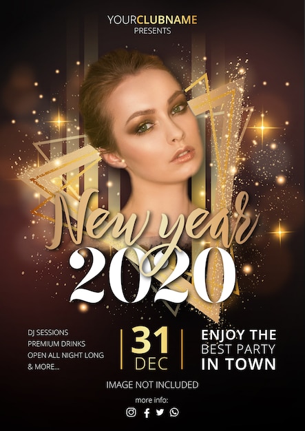 Free vector luxury new year's party poster template