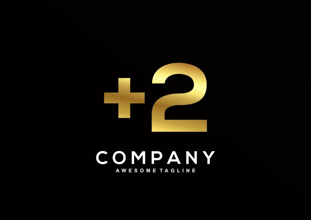 Luxury Number 2 with gold color logo template