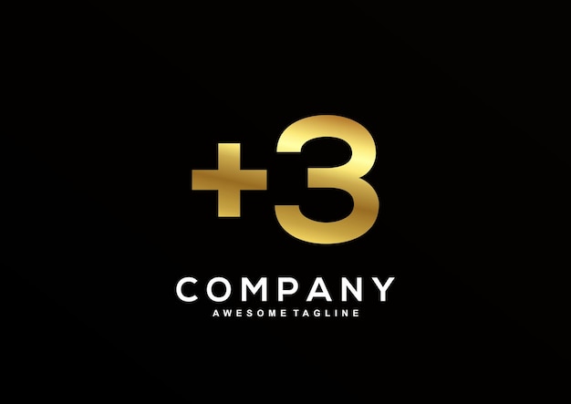 Luxury Number 3 with gold color logo template
