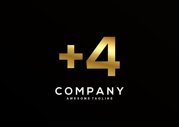 Luxury Number 4 with gold color logo template