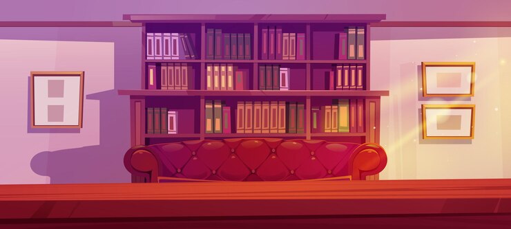 Free Vector luxury old living room cabinet library interior