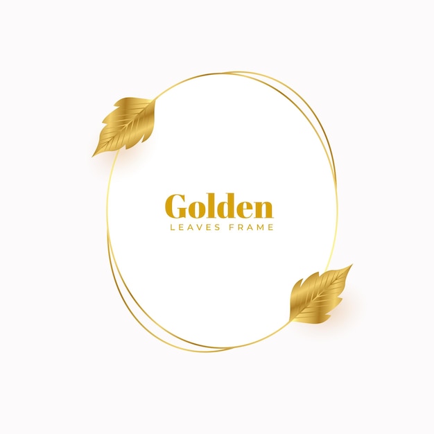 Luxury oval frame with shiny golden leaves greeting design