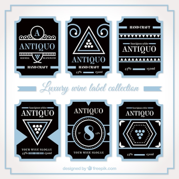 Luxury pack of blue and black labels