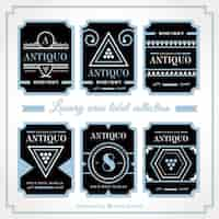 Free vector luxury pack of blue and black labels