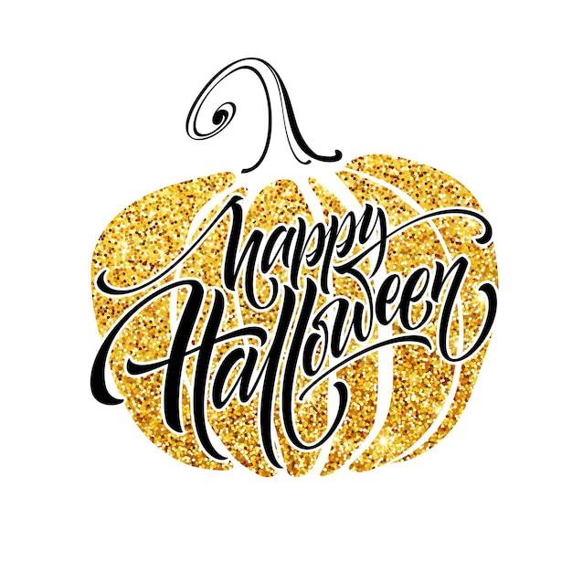 Luxury poster on Halloween with pumpkin and caligraphy lettering. Vector Illustration EPS10