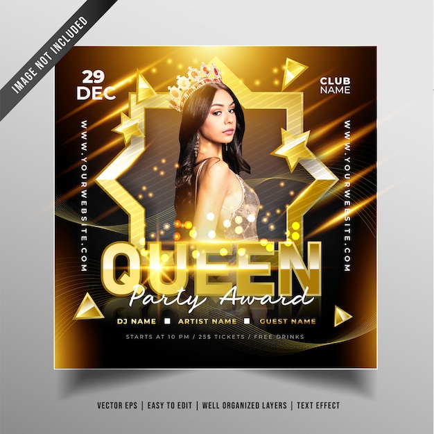 Free vector luxury queen party design for social media promotion