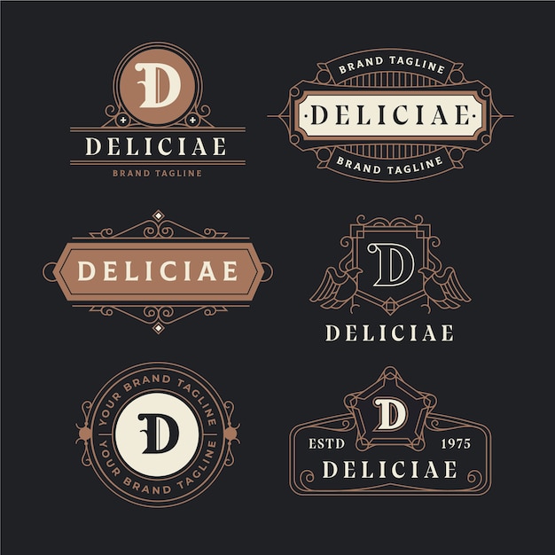 Free vector luxury retro logo collection template