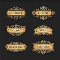 Free vector luxury retro logo pack template