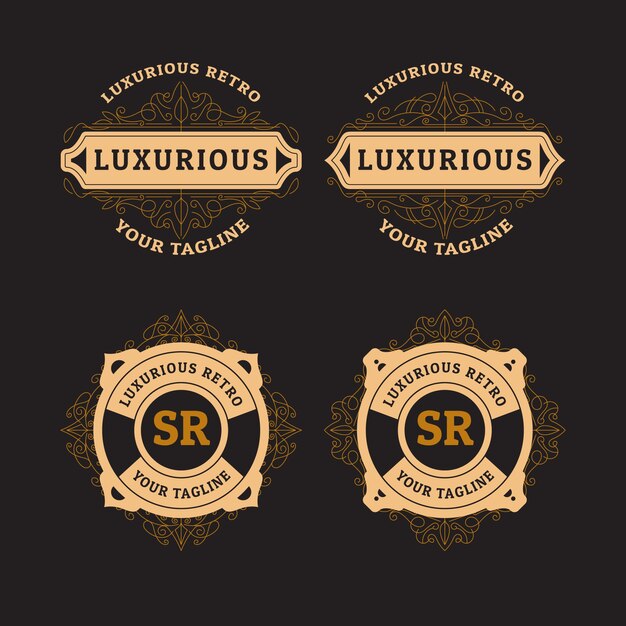 Luxury retro logo set