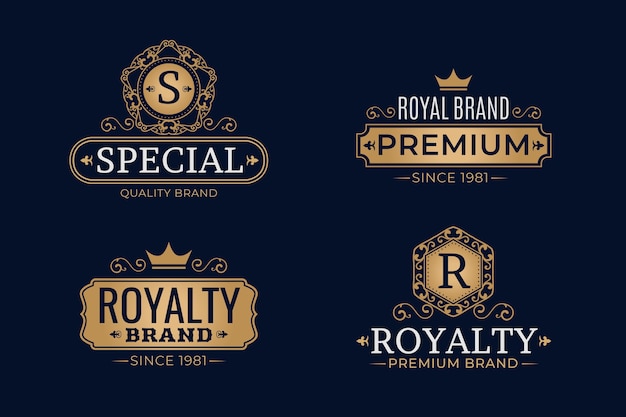 Free vector luxury retro logo template set
