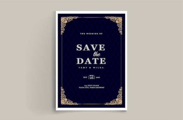 Free vector luxury save the date wedding invitation card