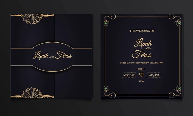 Luxury save the date wedding invitation cards set