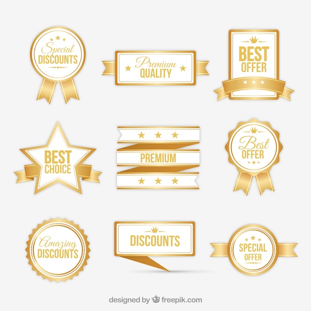 Free vector luxury set of discount stickers