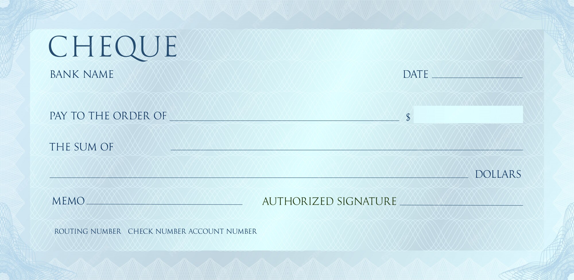 Premium Vector  Luxury silvet cheque template with vintage Within Customizable Blank Check Template