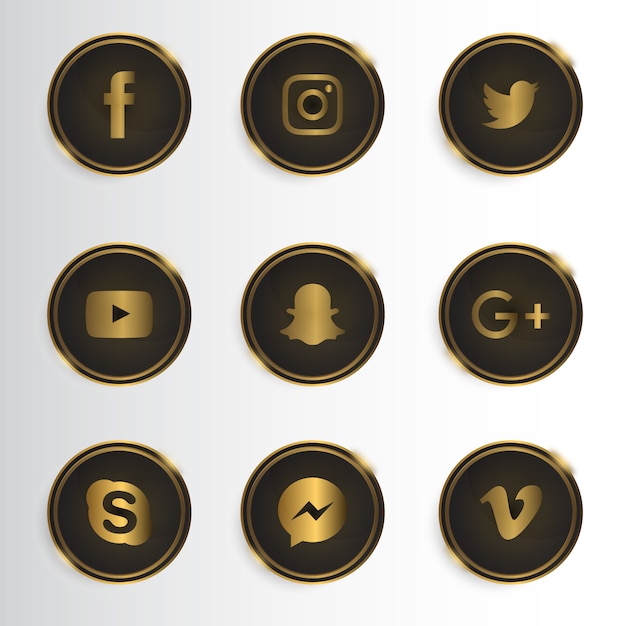 Free vector luxury social media icon collection