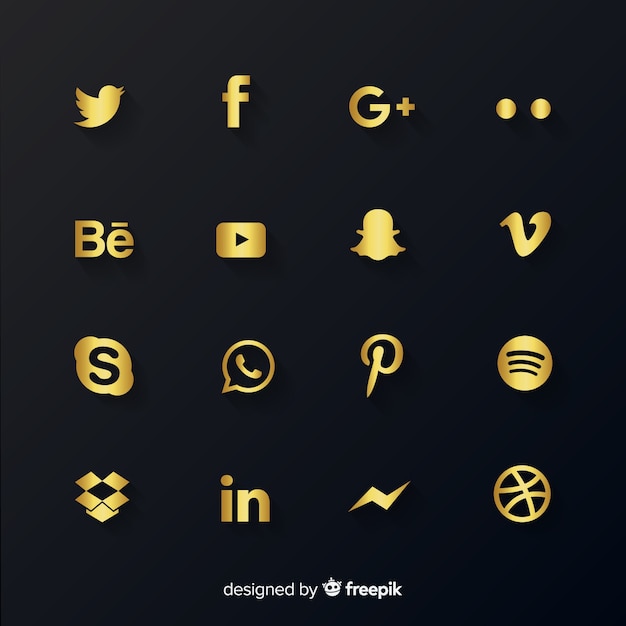 Бесплатное векторное изображение Роскошная коллекция логотипов в социальных сетях